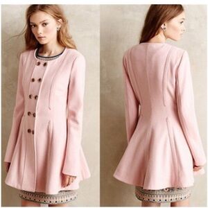 Anthropologie Elevenses pink rose wool peacoat Jacket
